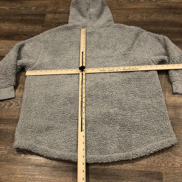 Hurley Hoodie Womens Medium Gray Sherpa Sweatshirt Drawstring Fleece Fuzzy - Picture 10 of 12